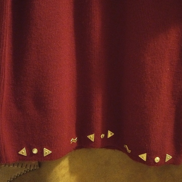 LDS OS 80's Look Beaded/Jeweled Burgundy Sweater Dress - Picture 5 of 15